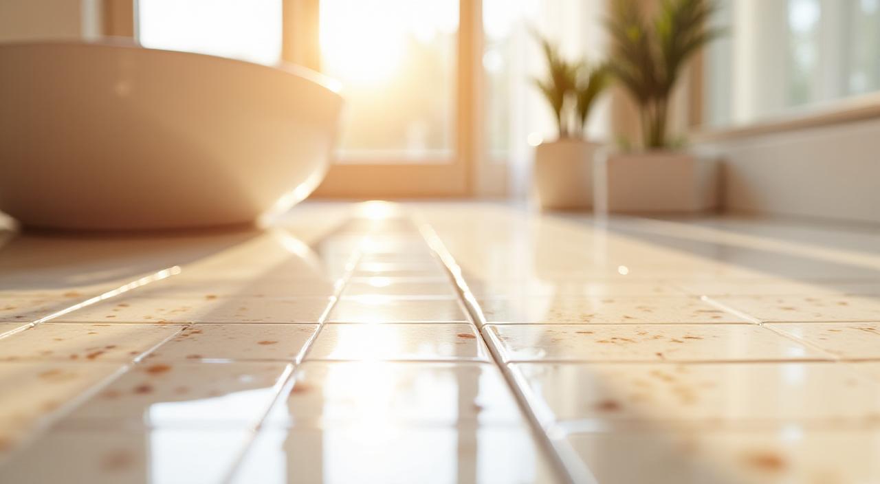 Azulejos cerámicos brillantes y limpios en un baño moderno